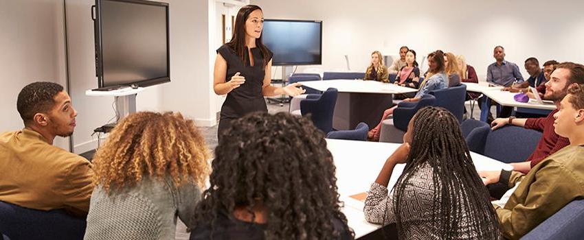 A woman teaching a class